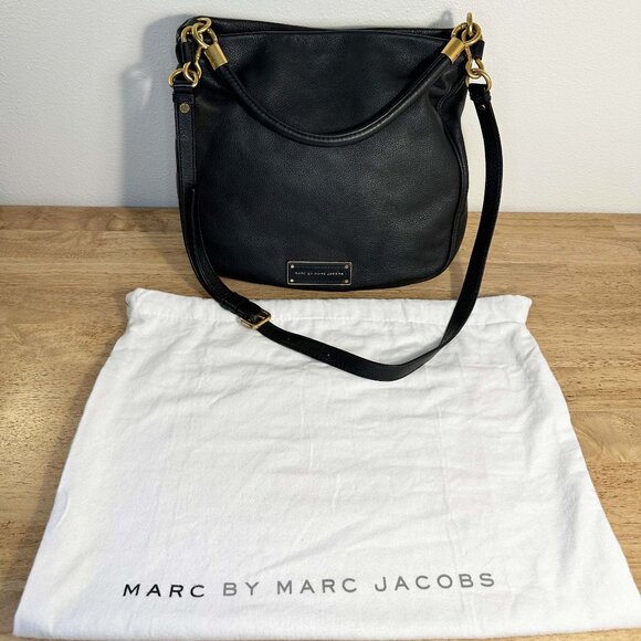 Marc by Marc Jacobs Q Hillier Hobo Black Leather Shoulder Crossbody Bag - Picture 1 of 14